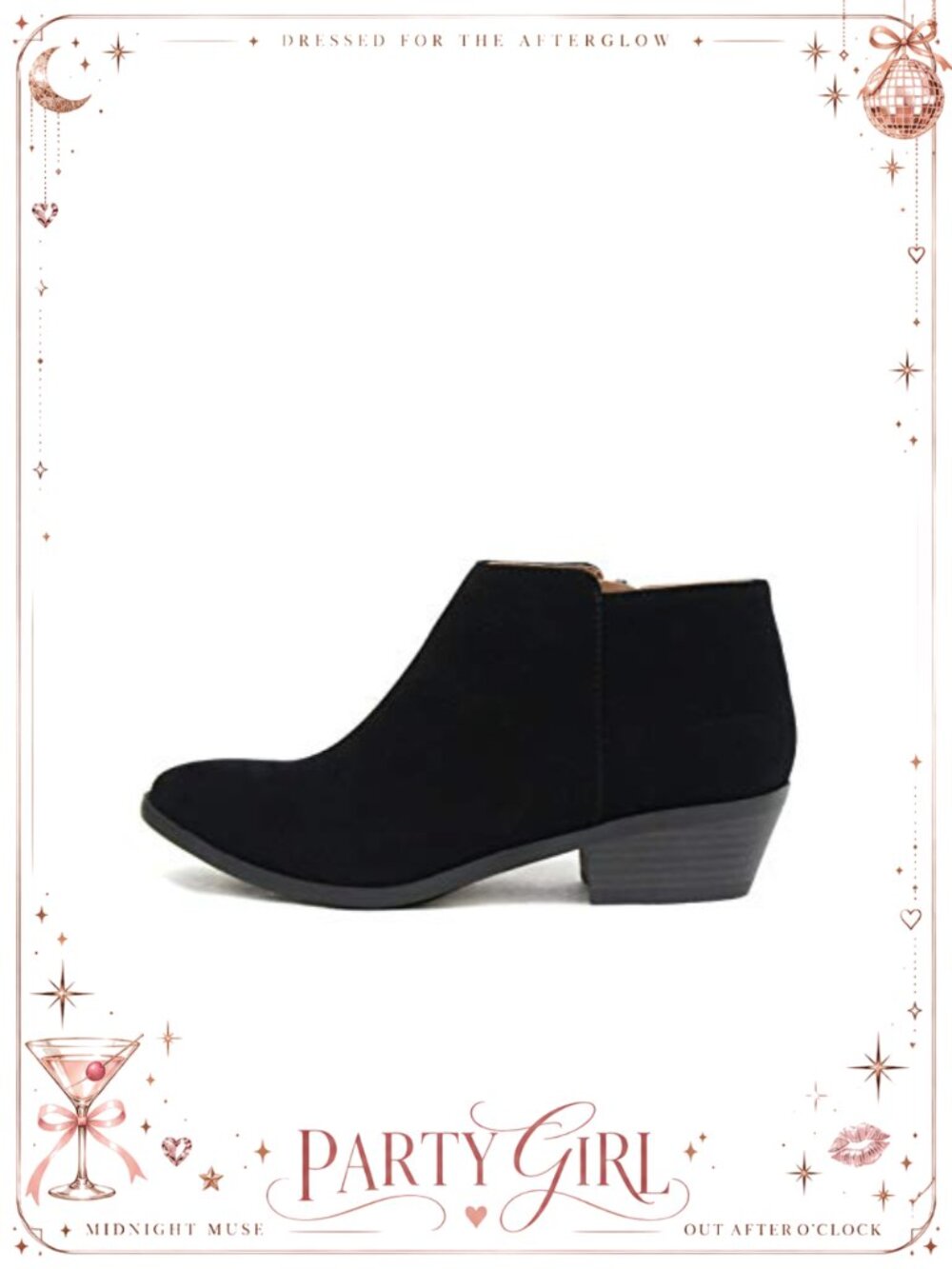 Women's Ankle Booties Chunky Block Heel Side Zip